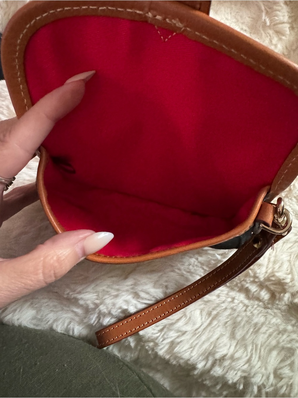 Dooney & Bourke Black Canvas Wristlet with Tan Leather Trim - Picture 3 of 3